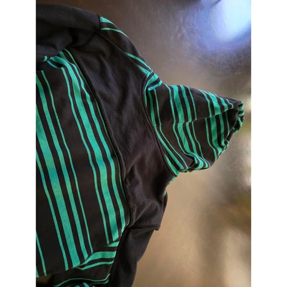 Super RARE 1990s Y2K Men's Mambo Black & Green Striped Full-Zip Hoodie EUC Sz L - Picture 11 of 12